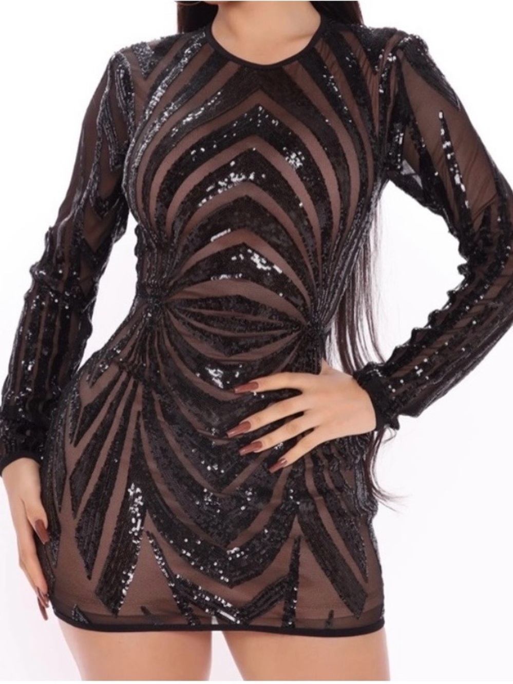 Fashion Nova Cirenna Sequin Mini Dress - Black Size XS